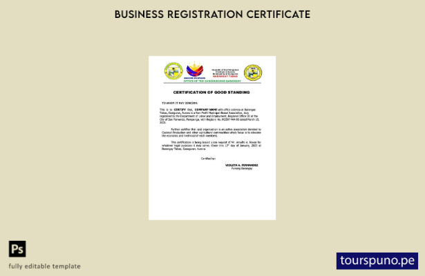 listo para imprimir Certificación de Filipinas de buena reputación Plantilla de 